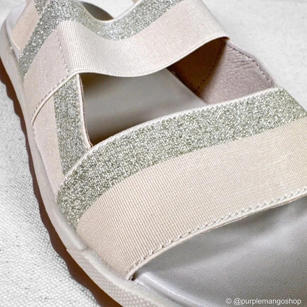 NWOT COUGAR Lucia Metallic Leather Trim Slingback Sandals |‎ Women 7M